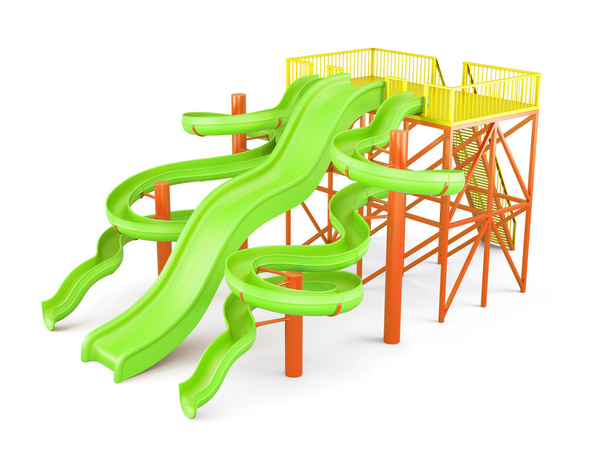 Water slides isolated on a white background. Side view. 3d rende - Photo, Image