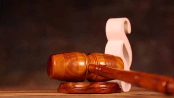Paragraph sign with wooden gavel  - Footage, Video