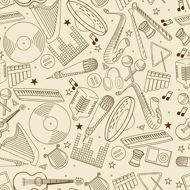 Music seamless retro vector illustration - Διάνυσμα, εικόνα
