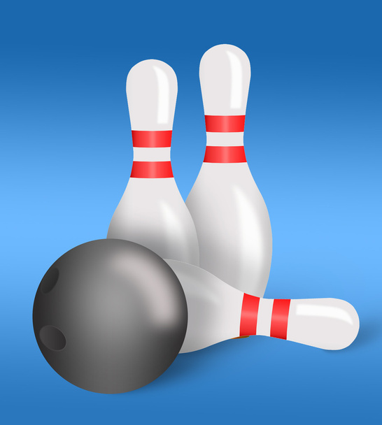 Bowling pins and ball with bowling - Foto, imagen