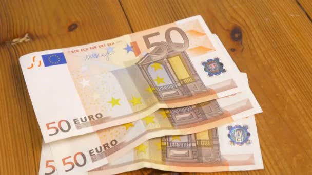 τραπεζογραμμάτια ευρώ στο τραπέζι - Πλάνα, βίντεο