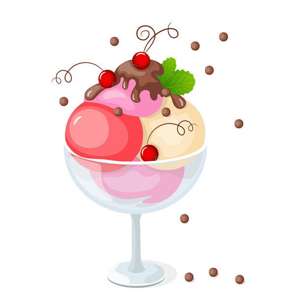 isolated ice cream on white with currant - Vector, imagen