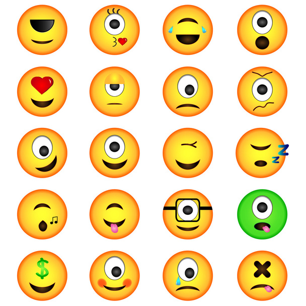 Set of Emoticons. Set of Emoji. One-eyed emoji. EPS10. - Vettoriali, immagini