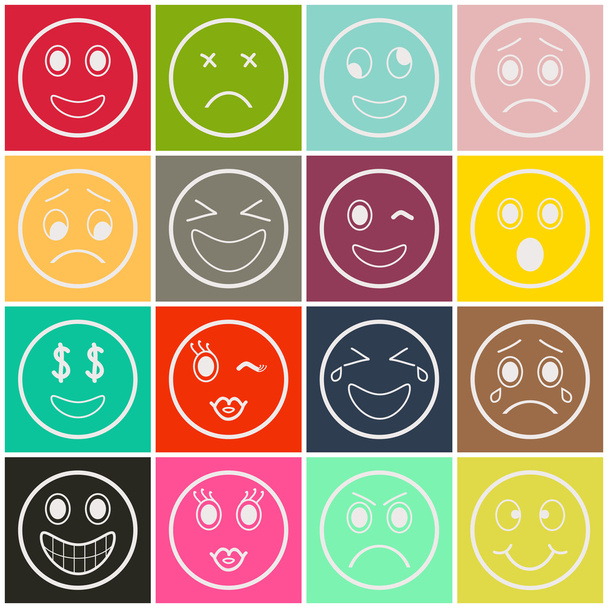 Establecer sonrisas de círculo en el fondo de color. Iconos emoji. EPS10
. - Vector, Imagen