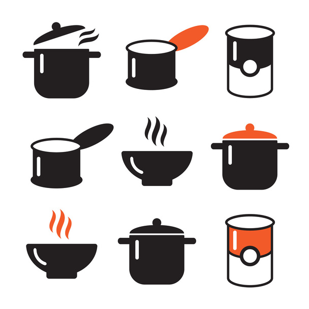 Vektorové ikony barevné polévka - Vektor, obrázek