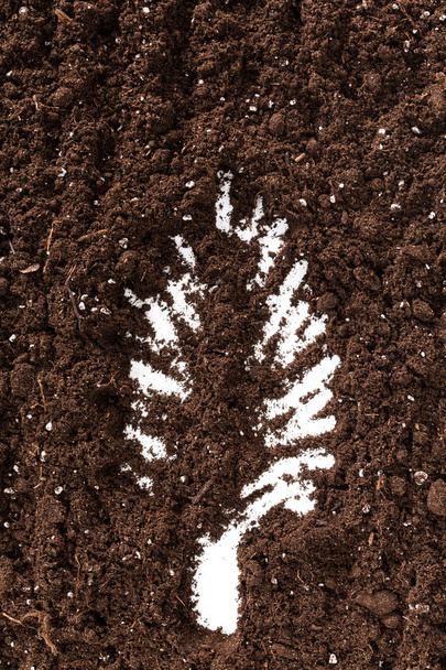 Brown Soil with leave white pattern - Photo, Image