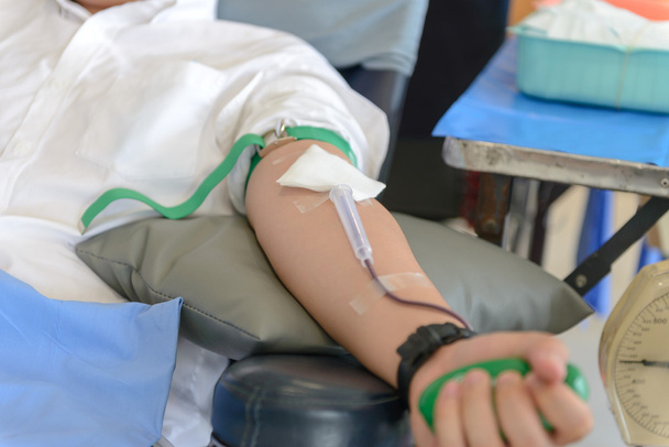 Blood donor at donation, Blood donation - Photo, Image