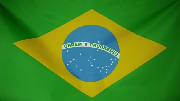 スローモーションの実繊維ブラジルの旗 - 映像、動画