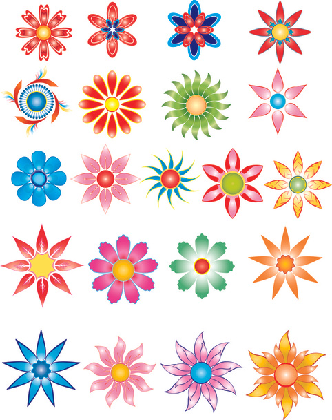 Colored Flowers 1 - Vector, Image