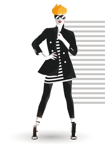 Fashion girl in sketch-style. - Vector, Image