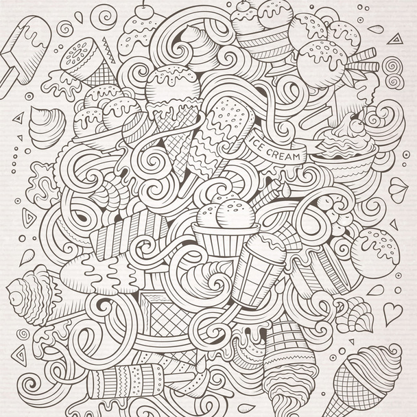Cartoon hand-drawn doodles Ice Cream illustration - Vecteur, image