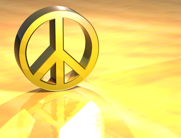 3D Peace Gold Sign - Photo, Image