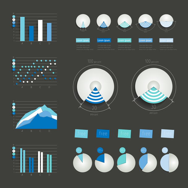 Set of infographics elements charts, graphs, circle charts, diagrams, speech bubbles. 3D design. Vector. - Vector, Image