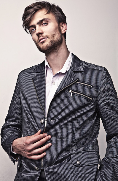 Elegant young handsome man. Studio fashion portrait. - Photo, image