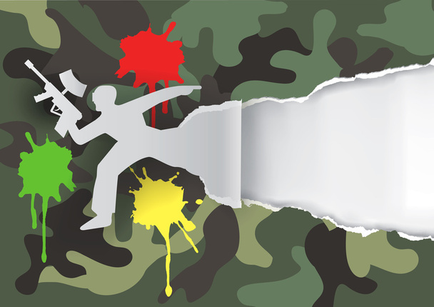  Paintball player paper background. - Vector, Image