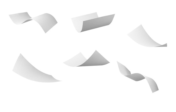 Papel rizado en blanco volando con viento
 - Foto, imagen