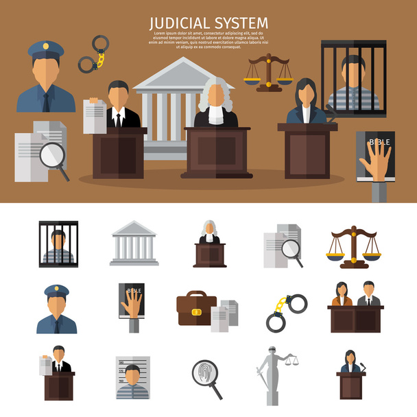 Δικαστικό σύστημα Banner - Διάνυσμα, εικόνα