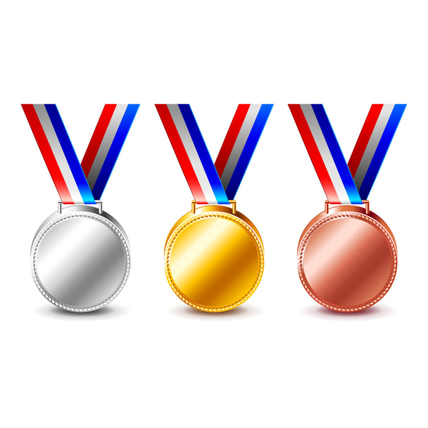 Golden silver and bronze medals isolated vector - Vector, Image