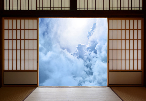 Duchowe przebudzenie i nowy wiek oświecenia koncepcja z motywem japoński buddyzm - Zdjęcie, obraz