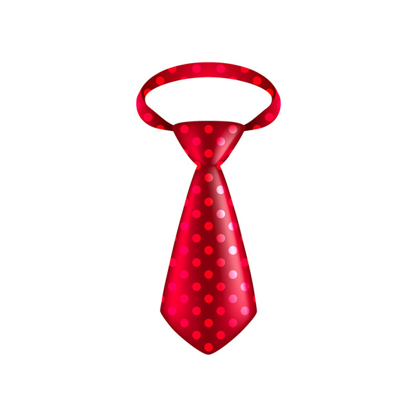 Red dotted tie isolated on white vector - Vektör, Görsel