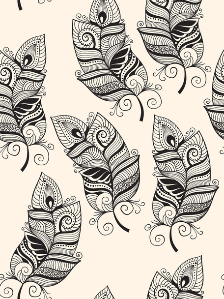 Seamless Pattern with  Feathers - Vector, Image