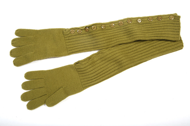 grüne Strickhandschuhe - Foto, Bild