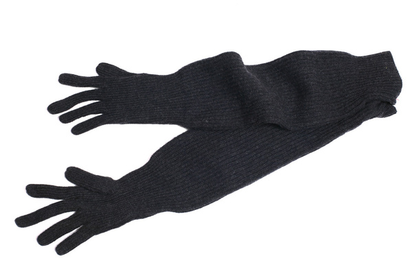schwarze Strickhandschuhe - Foto, Bild