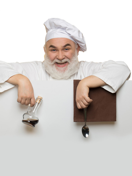 Bearded cook with paper - Foto, Imagem