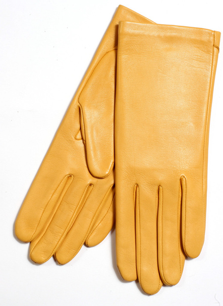 gele lederen handschoenen - Foto, afbeelding