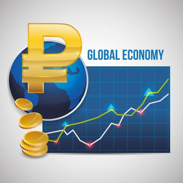 Projekt gospodarki światowej. ikona pieniądze. ilustracja na białym tle - Wektor, obraz