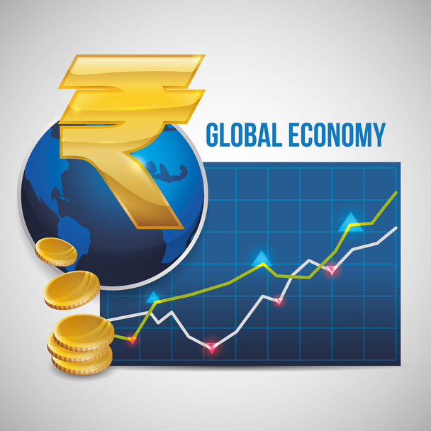 グローバル経済設計。お金のアイコン。孤立した図 - ベクター画像