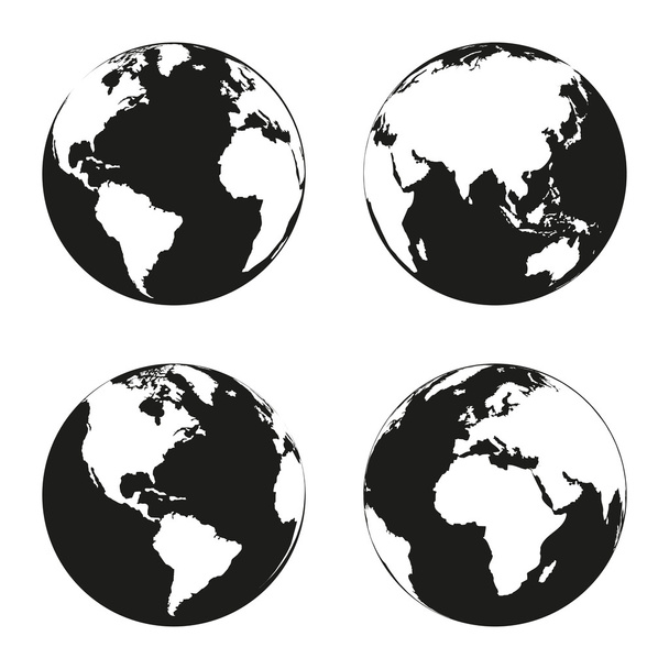 O globo terrestre girava em quatro fases diferentes. Ilustração vetorial
 - Vetor, Imagem