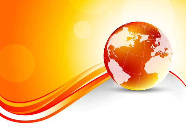 Orange background with globe - Vektor, kép