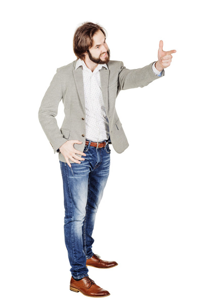 business man over white studio background - Foto, afbeelding