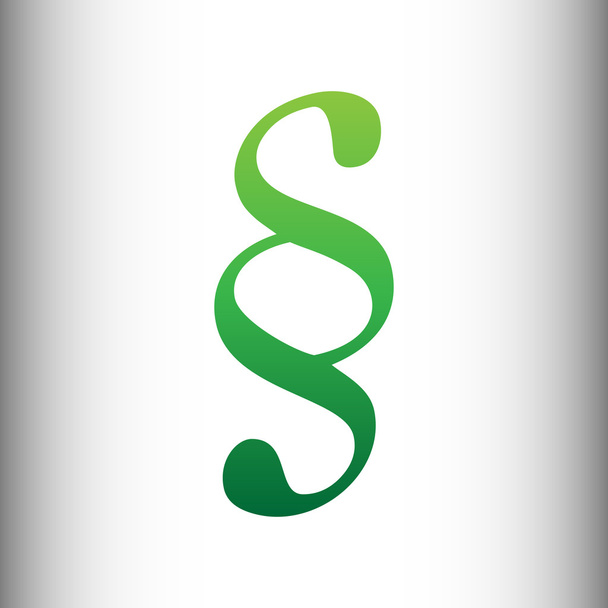Paragraph sign. Green gradient icon - Διάνυσμα, εικόνα