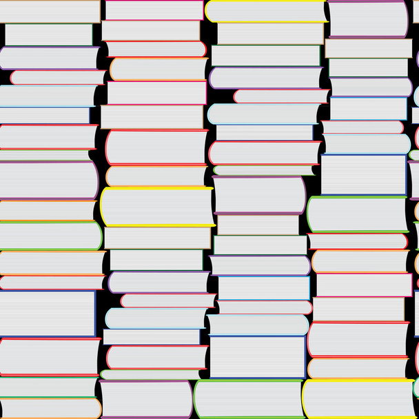 Bücher Vektor nahtlose Textur vertikal und horizontal. Bücherregal Hintergrund. - Vektor, Bild