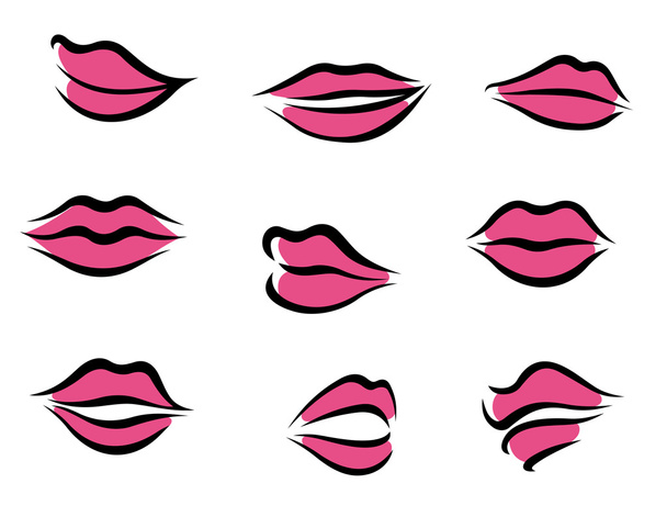 Woman lips in cartoon style - Vector, Image