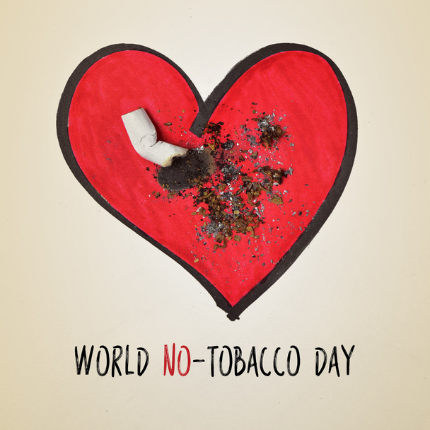 Sigara popo ve metin dünya Hayır tütün gün - Fotoğraf, Görsel