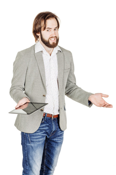 bearded young business man using digital tablet  - Фото, зображення