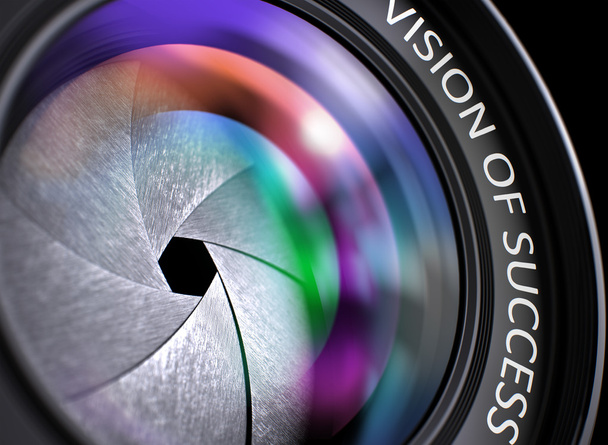 Vision of Success on Front Glass of Camera Lens. - 写真・画像