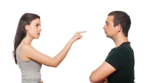 Unhappy young couple having an argument - 写真・画像