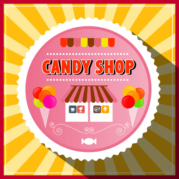 Candy Shop Retro Label Vector Illustration - Vector, Image