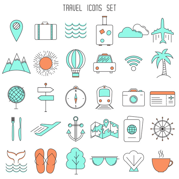 Set travel icons - Wektor, obraz