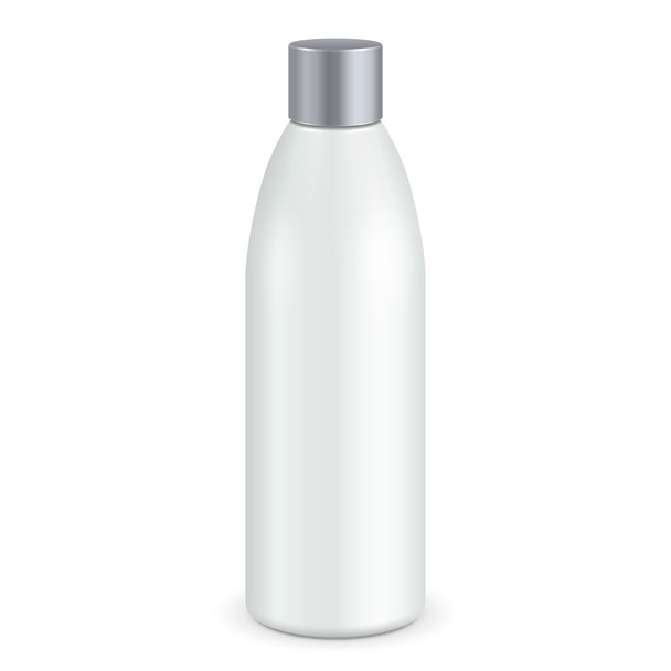 Cosmetic, Hygiene, Medical Grayscale White Plastic Bottle Of Gel, Liquid Soap, Lotion, Cream, Shampoo. Mock Up Ready For Your Design. Illustration Isolated On White Background. Vector EPS10 - Vector, Imagen