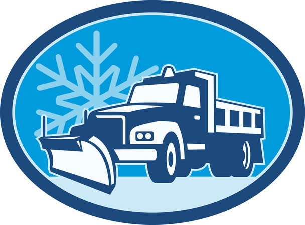 Camión de nieve Plow retro
 - Vector, imagen