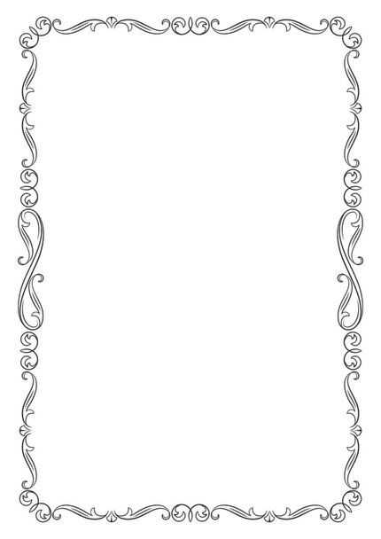 Decorative black frame. A4 page proportions. - Vector, Image