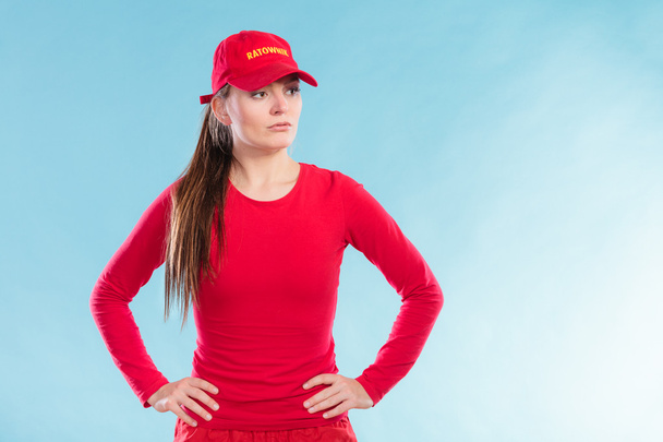 lifeguard woman  in red cap - Foto, Imagem
