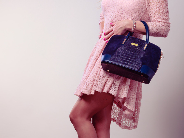 Part body woman in dress with bag. - Photo, Image