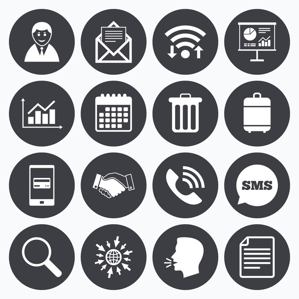 Office, documents and business icons. - Vektor, kép