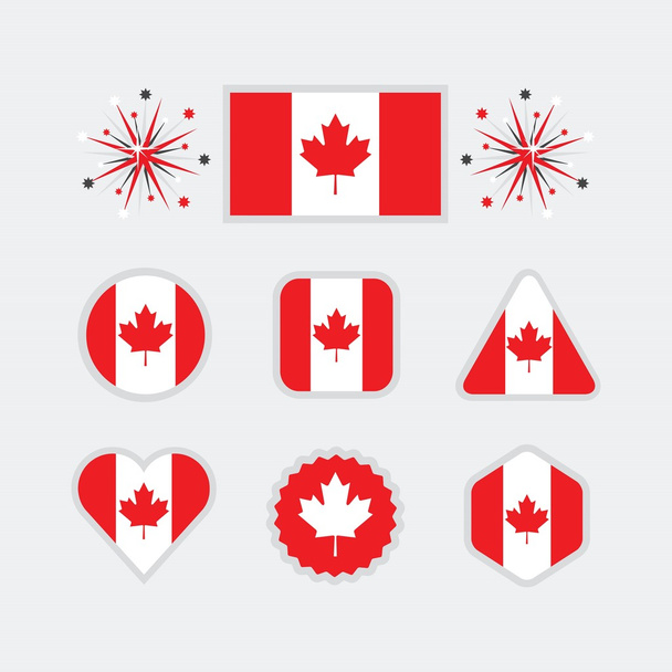 Canadian national flag icons set in different shapes on modern gray background - including star burst - Вектор, зображення